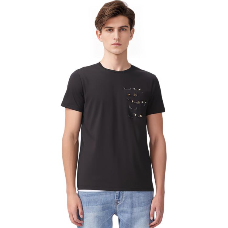 FENDI Logo Graphic Crewneck Short Sleeve Regular T-Shirt Black. FY0894ACNGF0QA1 圖 6