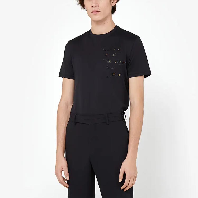 FENDI Logo Graphic Crewneck Short Sleeve Regular T-Shirt Black. FY0894ACNGF0QA1 圖 8