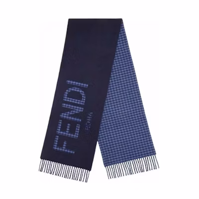 FENDI Logo Letter Print Tassel Scarf Unisex Couple Style - Blue. FXT344AHR1TU
