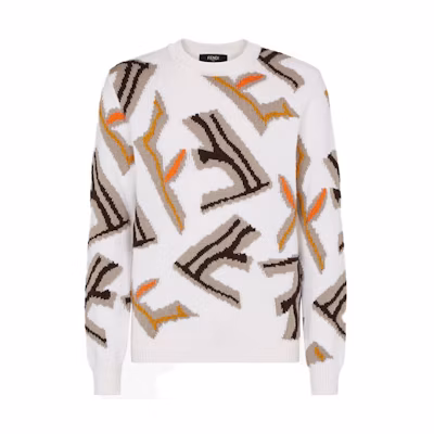 FENDI Logo Oversized Letter Wool Pullover Sweater Unisex White. FZX013AI37F0U69