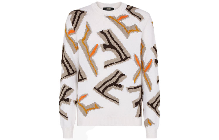 Order FENDI logo字母羊毛宽松白色针织衫男女同款。 FZX013AI37F0U69
