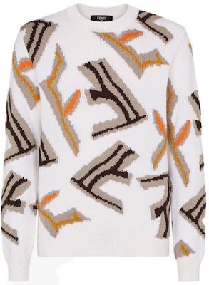 FENDI Logo Oversized Letter Wool Pullover Sweater Unisex White. FZX013AI37F0U69 Order FENDI Logo Oversized Letter Wool Pullover Sweater Unisex White. FZX013AI37F0U69