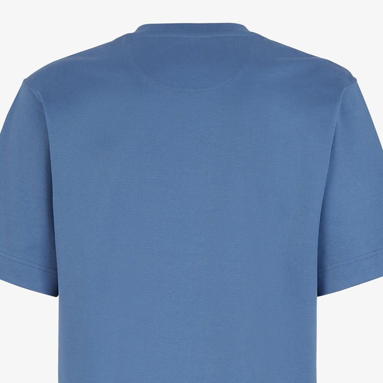 Sizing Kaos Pria FENDI Logo Pocket Crewneck T-Shirt Biru Kasual SS24. FY0936ARYRF0GCT