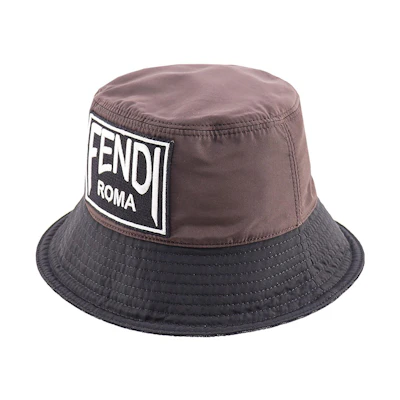FENDI Logo Polyester Bucket Hat Unisex Brown FXQ801AKVXF0ZAD