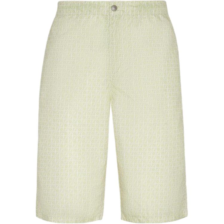 FENDI Logo Print Button Bermuda Shorts Men’s Off-White Casual Shorts. FXB079AH3WF1GW8