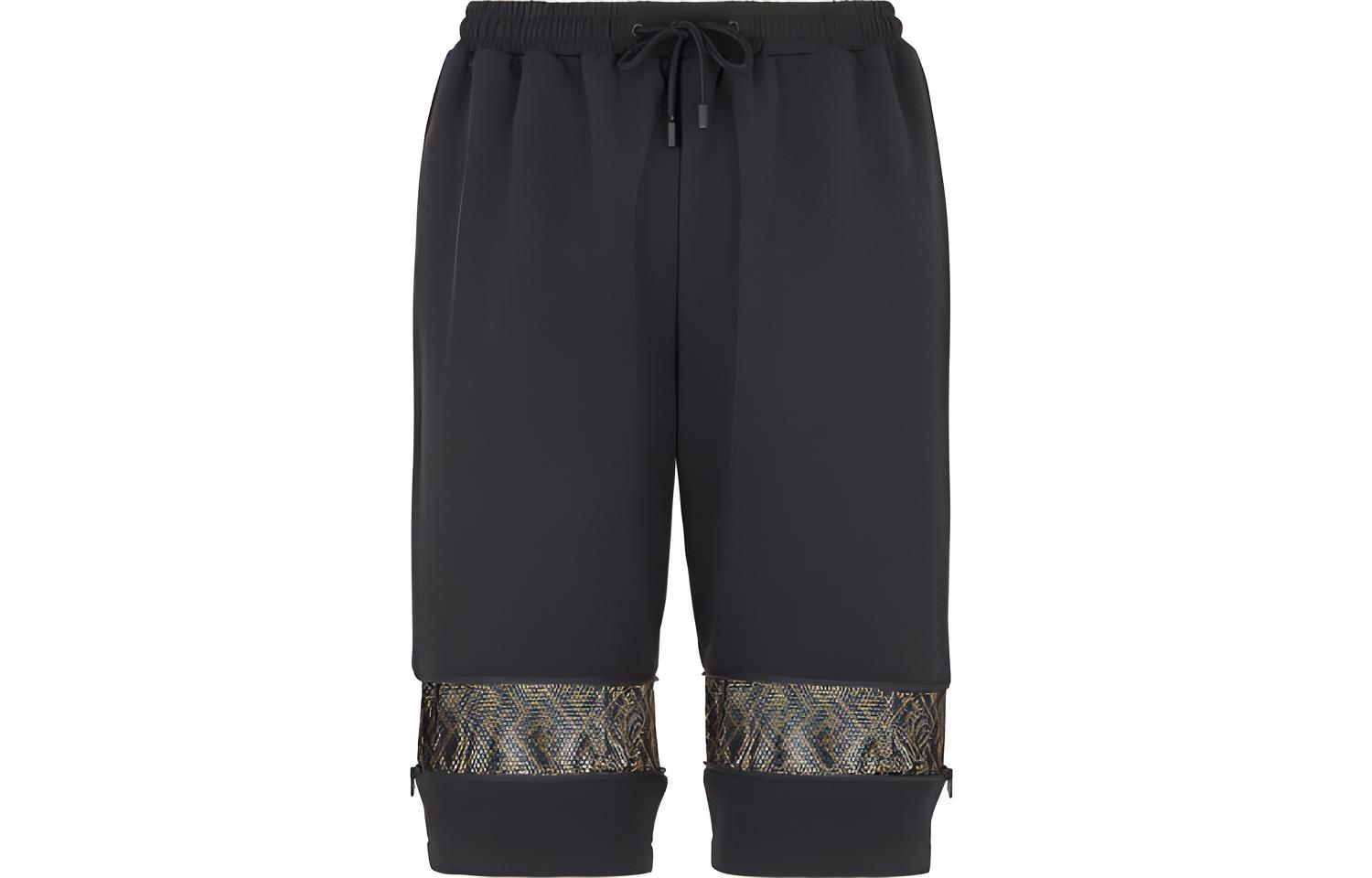 FENDI Logo Print High-Waisted Mesh Drawstring Shorts Black FAB564AD3DF0GME