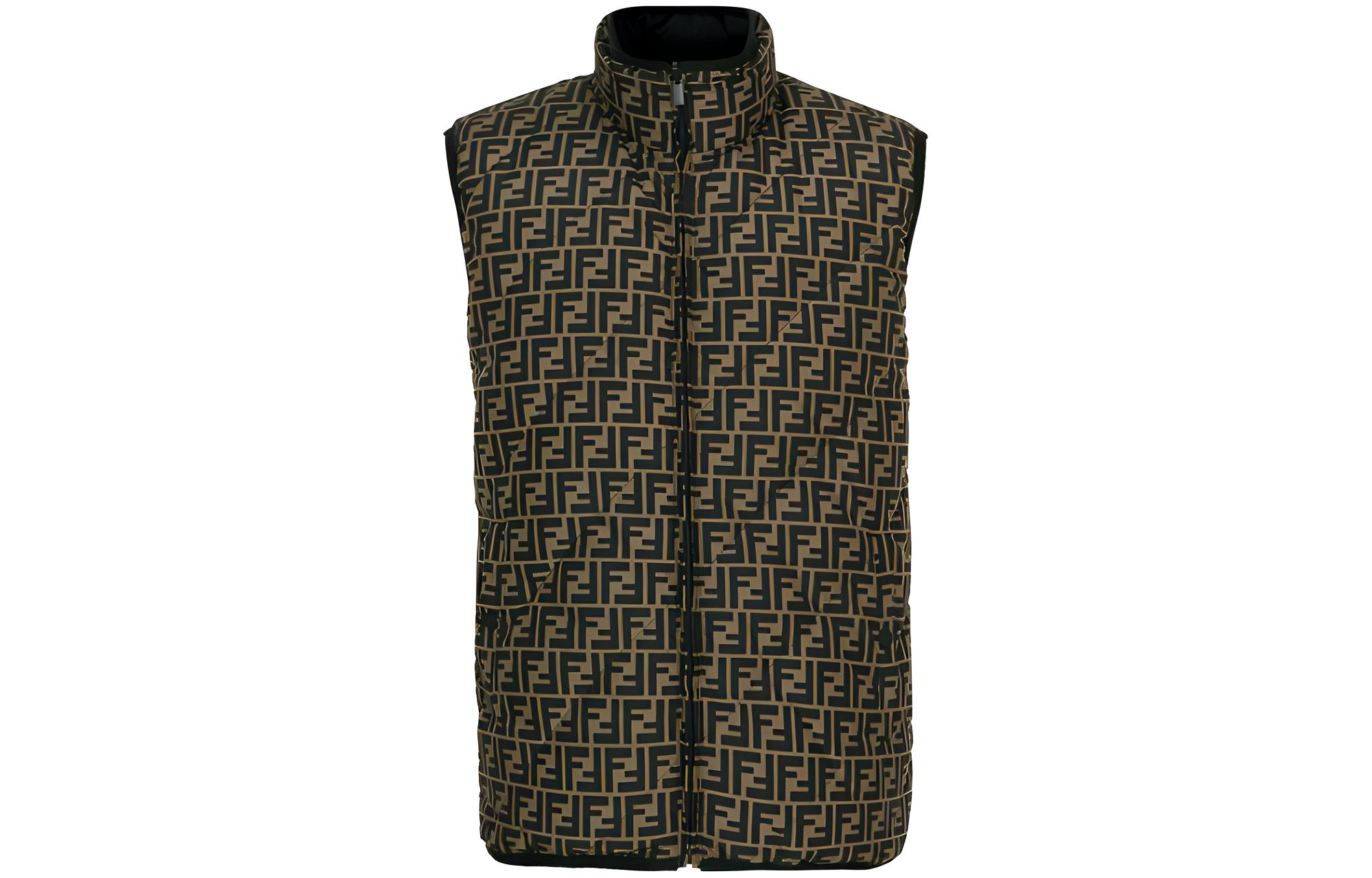 FENDI Logo Print Reversible Puffer Vest Black FAA635A8J6F0F6R