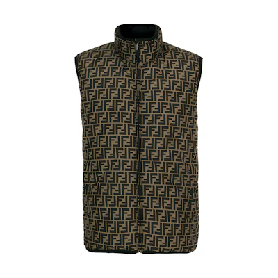 FENDI Logo Print Reversible Puffer Vest Black FAA635A8J6F0F6R