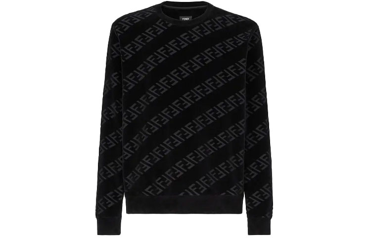 Order FENDI Logo Printed Crewneck Sweatshirt Hitam Kasual. FY0178AHCAF0QA1
