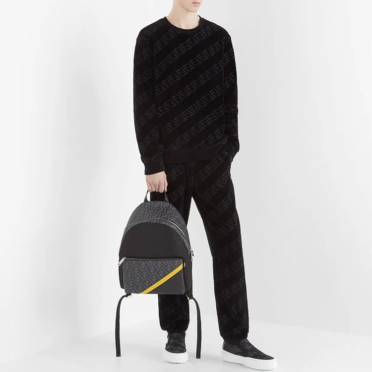 Shop FENDI Logo Printed Crewneck Sweatshirt Hitam Kasual. FY0178AHCAF0QA1