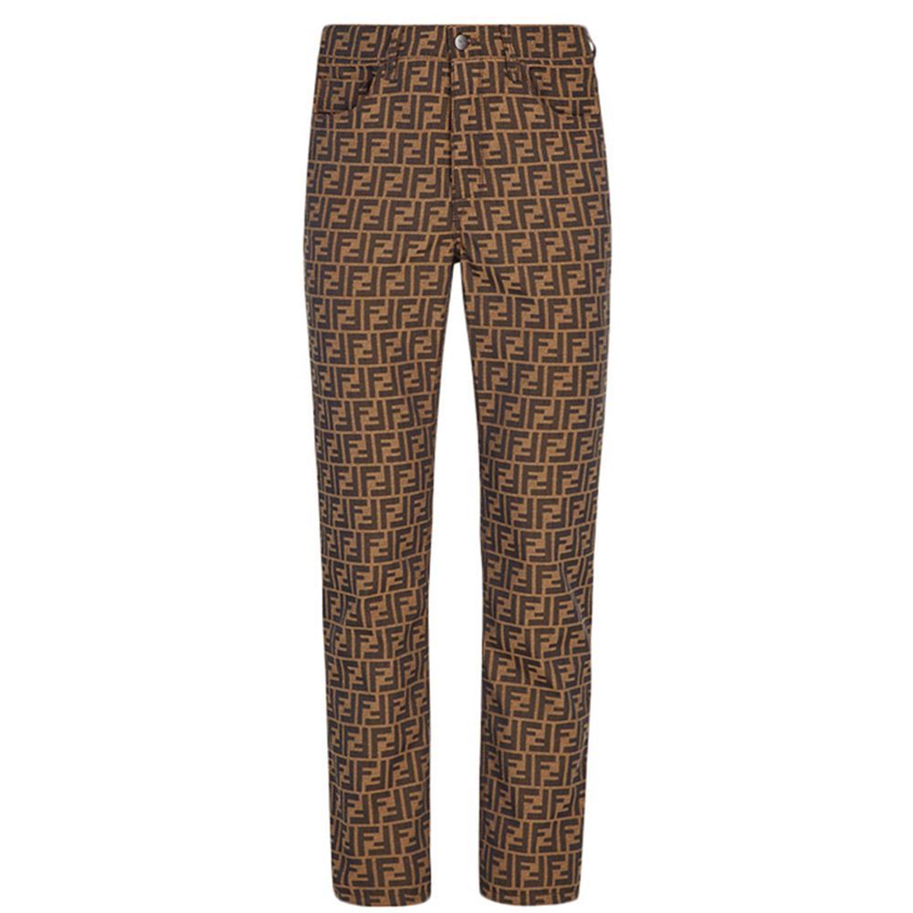 FENDI Logo Printed Straight-Leg Jeans Unisex Brown. FLP237A6WJF1440