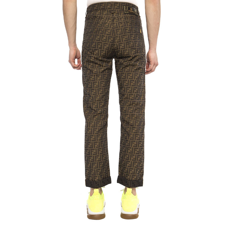 Purchase FENDI 棕色男女同款直筒牛仔裤带Logo印花 FLP237A6WJF1440