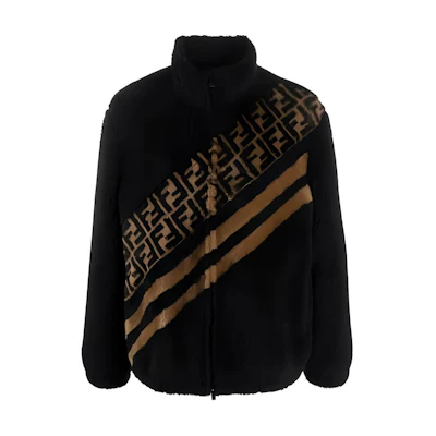 Fendi Logo Striped Colorblock Print Jacket Black Menswear FW0948A9O1F0QA1