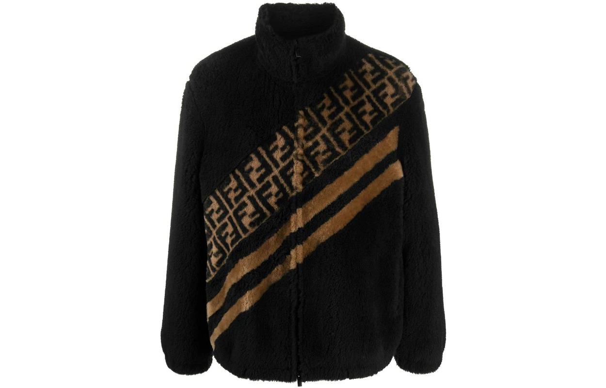 Order Chaqueta Negra con Bloques de Color y Logo de Rayas Fendi para Hombre FW0948A9O1F0QA1