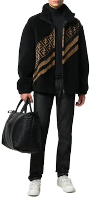 Chaqueta Negra con Bloques de Color y Logo de Rayas Fendi para Hombre FW0948A9O1F0QA1 Lookbook Chaqueta Negra con Bloques de Color y Logo de Rayas Fendi para Hombre FW0948A9O1F0QA1