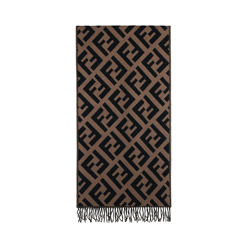FENDI Logo Trendy Brown Knitted Scarf Unisex Fashion Accessory. FXT260-A8RS-F0QE1  TU
