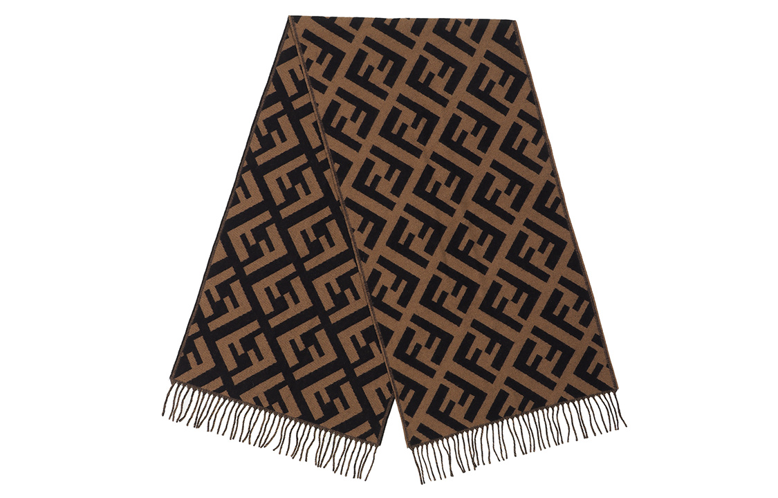 FENDI Logo Trendy Brown Knitted Scarf Unisex Fashion Accessory. FXT260-A8RS-F0QE1  TU 圖 3