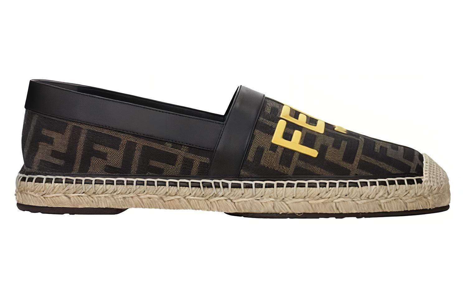 Order Fendi Logo Tenunan Loafer 'Hitam Emas' 7P1409AJZGF1HGO