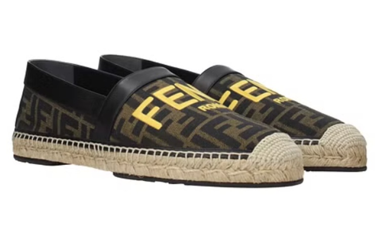 Lookbook Fendi Logo Tenunan Loafer 'Hitam Emas' 7P1409AJZGF1HGO