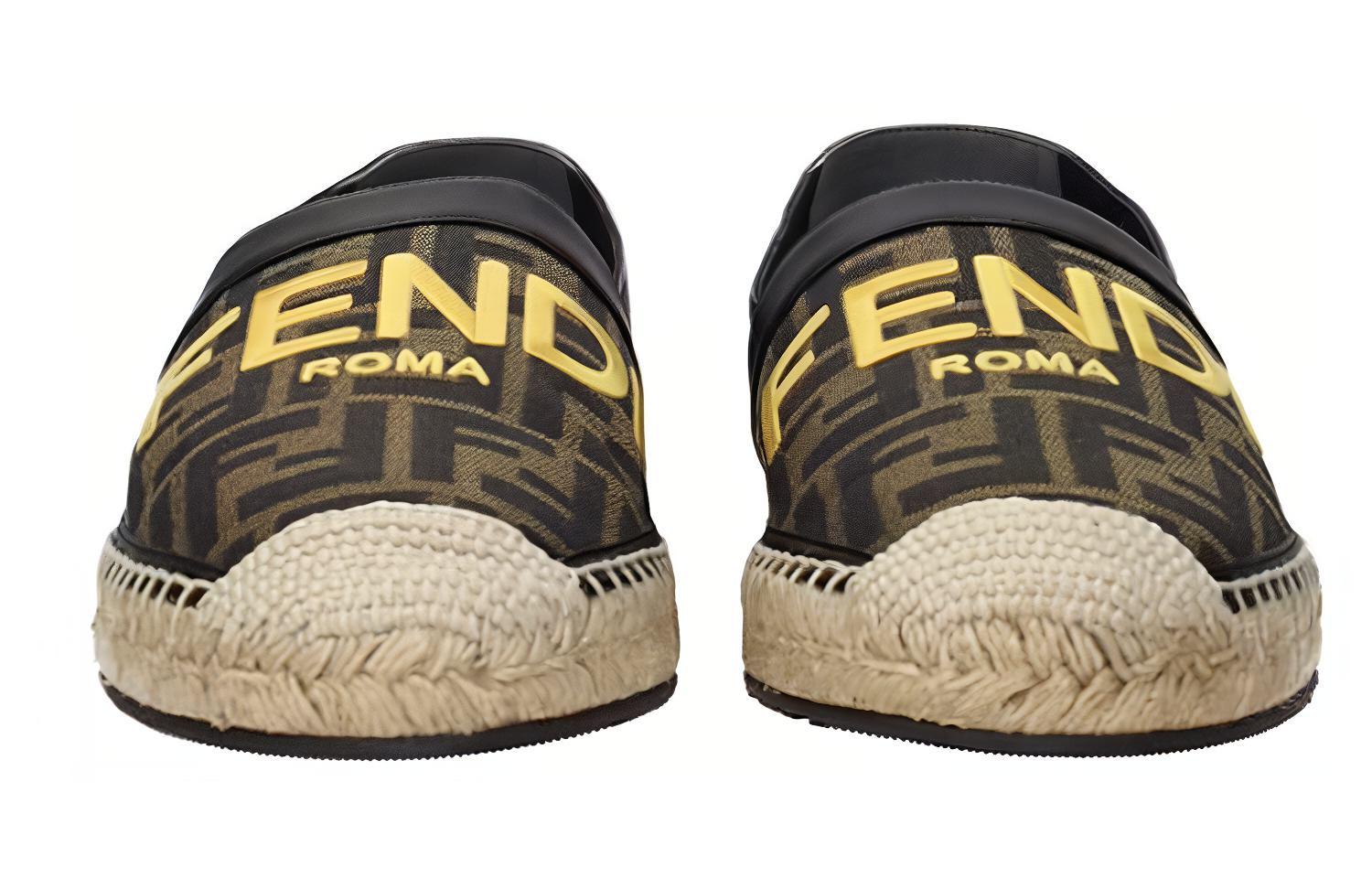 Shop Fendi Logo Tenunan Loafer 'Hitam Emas' 7P1409AJZGF1HGO