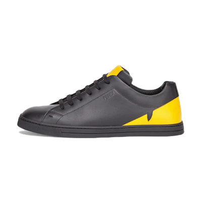 Fendi Low-Top Leather Sneaker 'Black Yellow'