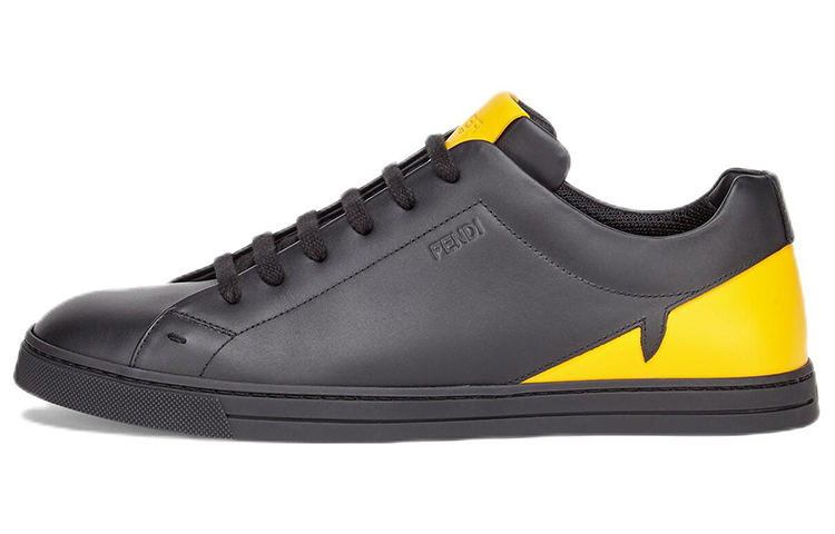 Fendi Low-Top Leather Sneaker 'Black Yellow' 7E1365TTYF036B