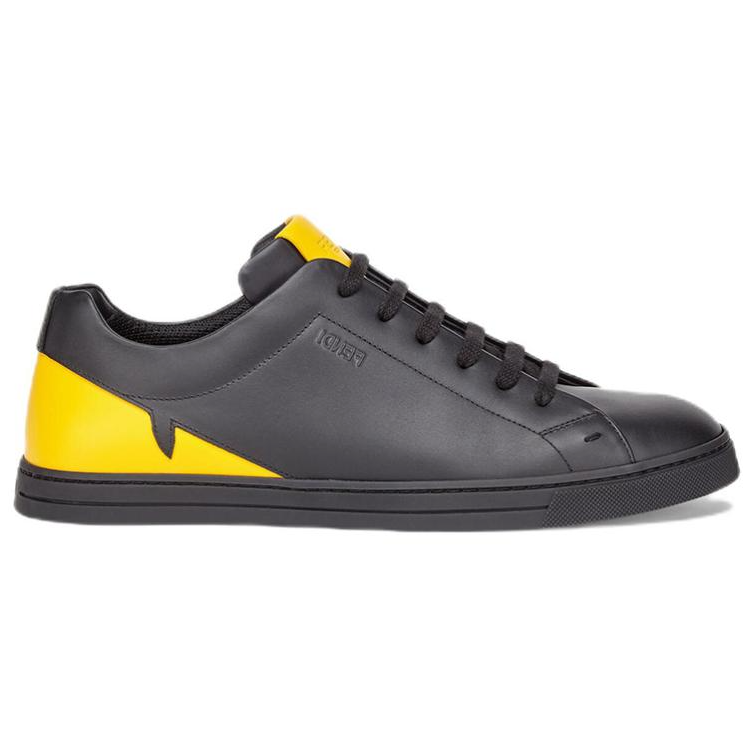 Fendi Low-Top Leather Sneaker 'Black Yellow' 圖 2