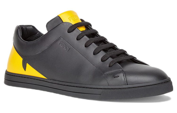Fendi Low-Top Leather Sneaker 'Black Yellow' 圖 3