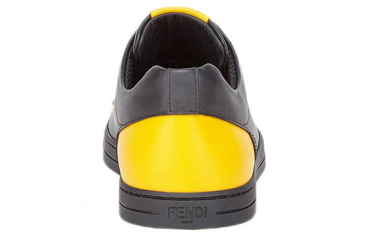 Fendi Low-Top Leather Sneaker 'Black Yellow' 圖 5