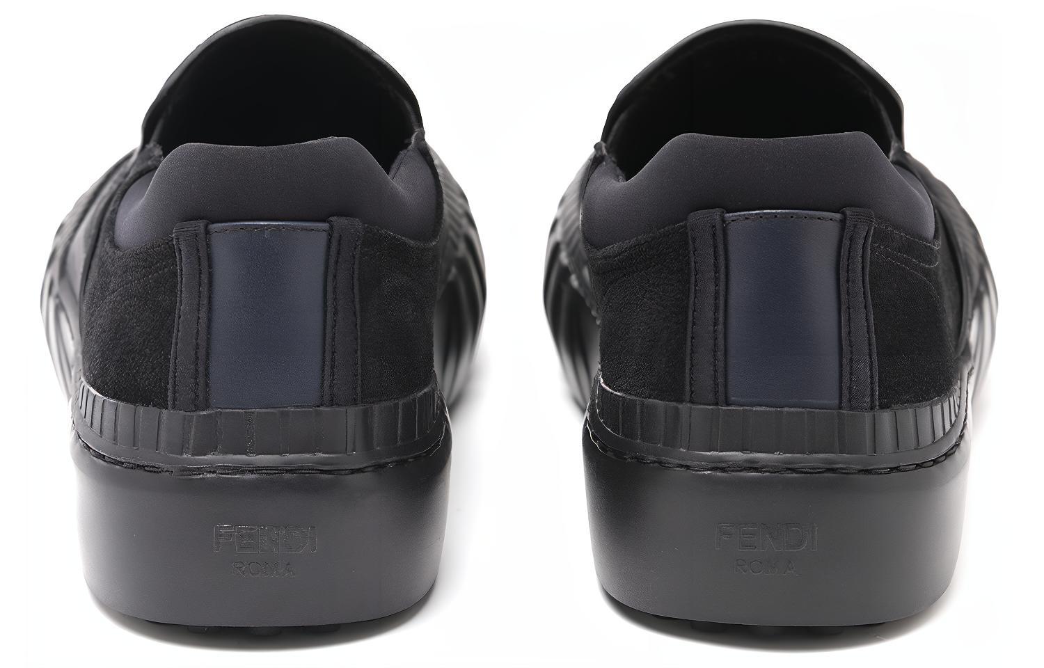 Shop Fendi Low-Top Slip-On ''Schwarzes Leder'' 7E1518AHIEF08M4