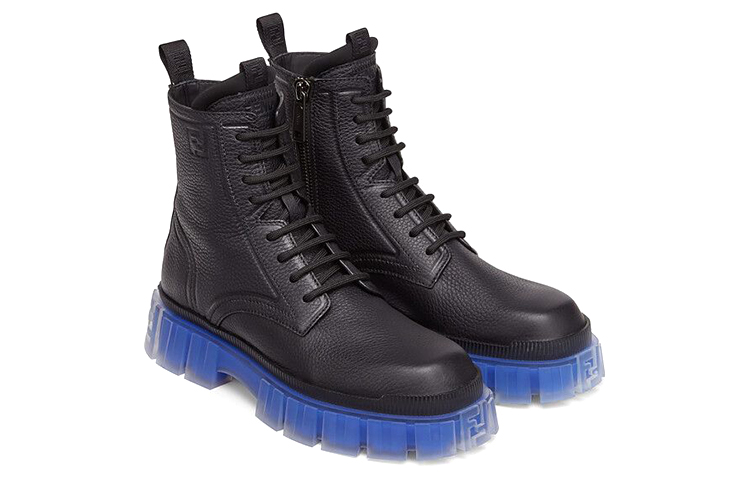 Lookbook Fendi Lychee Leder Mode All-Match Freizeit Kurzstiefel ''Schwarz Blau'' 7U1485AHH0F08M4
