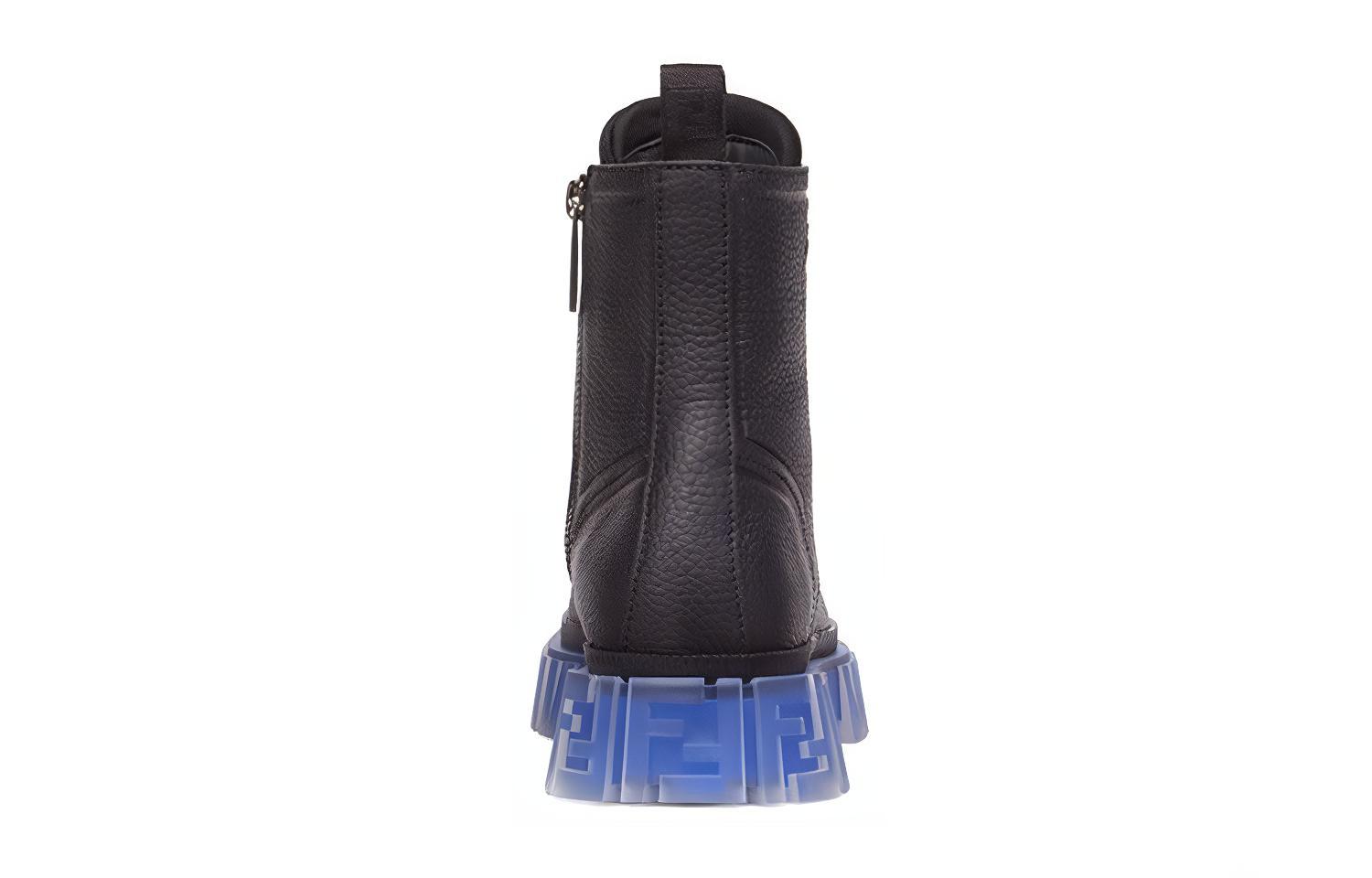 Shop Fendi Lychee Leder Mode All-Match Freizeit Kurzstiefel ''Schwarz Blau'' 7U1485AHH0F08M4