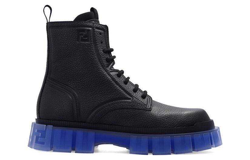Purchase Fendi Lychee Leder Mode All-Match Freizeit Kurzstiefel ''Schwarz Blau'' 7U1485AHH0F08M4