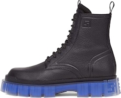 Fendi Lychee Leather Fashion All-Match Casual Short Boots 'Black Blue' 7U1485AHH0F08M4 Fendi Lychee Leather Fashion All-Match Casual Short Boots 'Black Blue' 7U1485AHH0F08M4