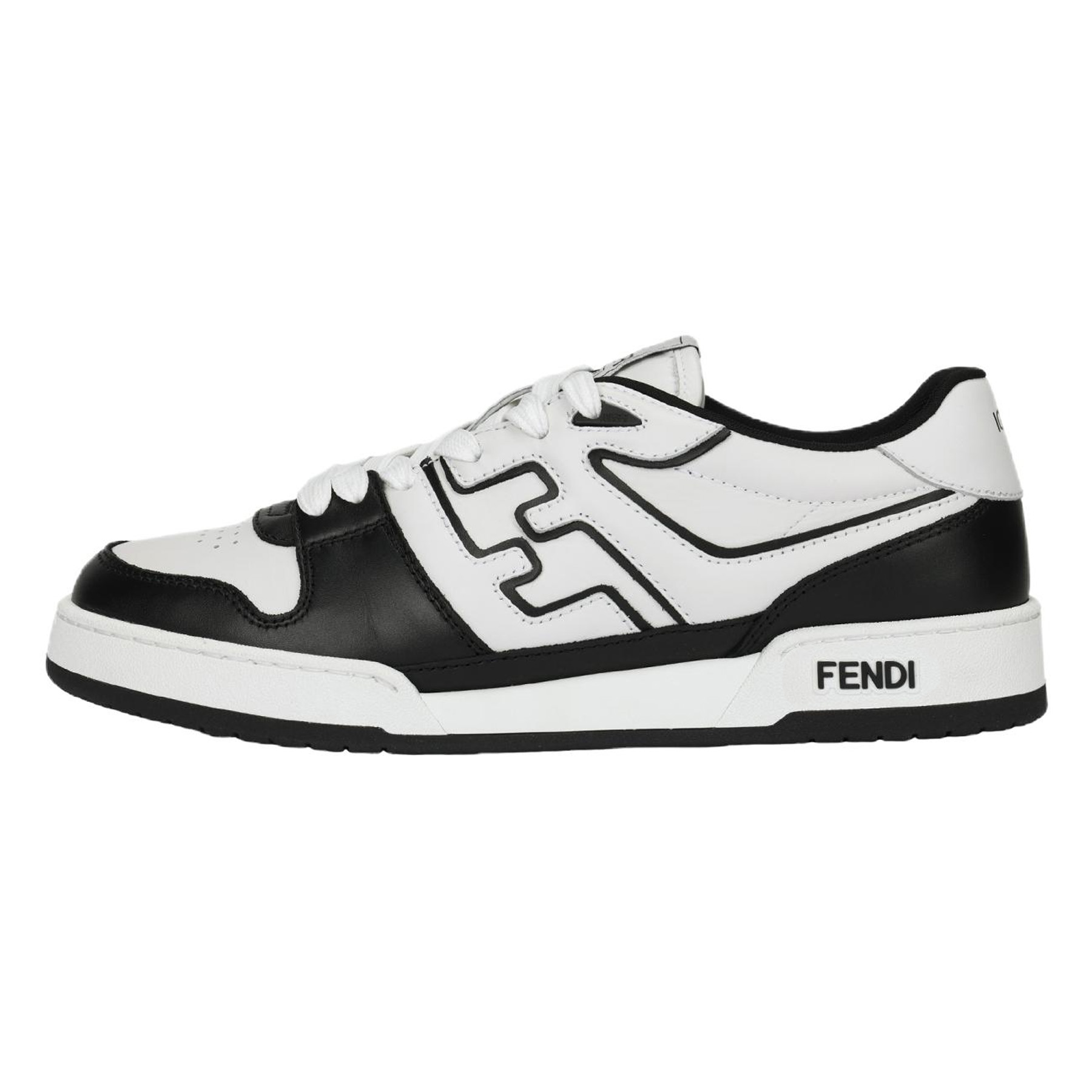 FENDI Match Leather Low-Top Sneakers Black White 7E1643AOMNF0E7C