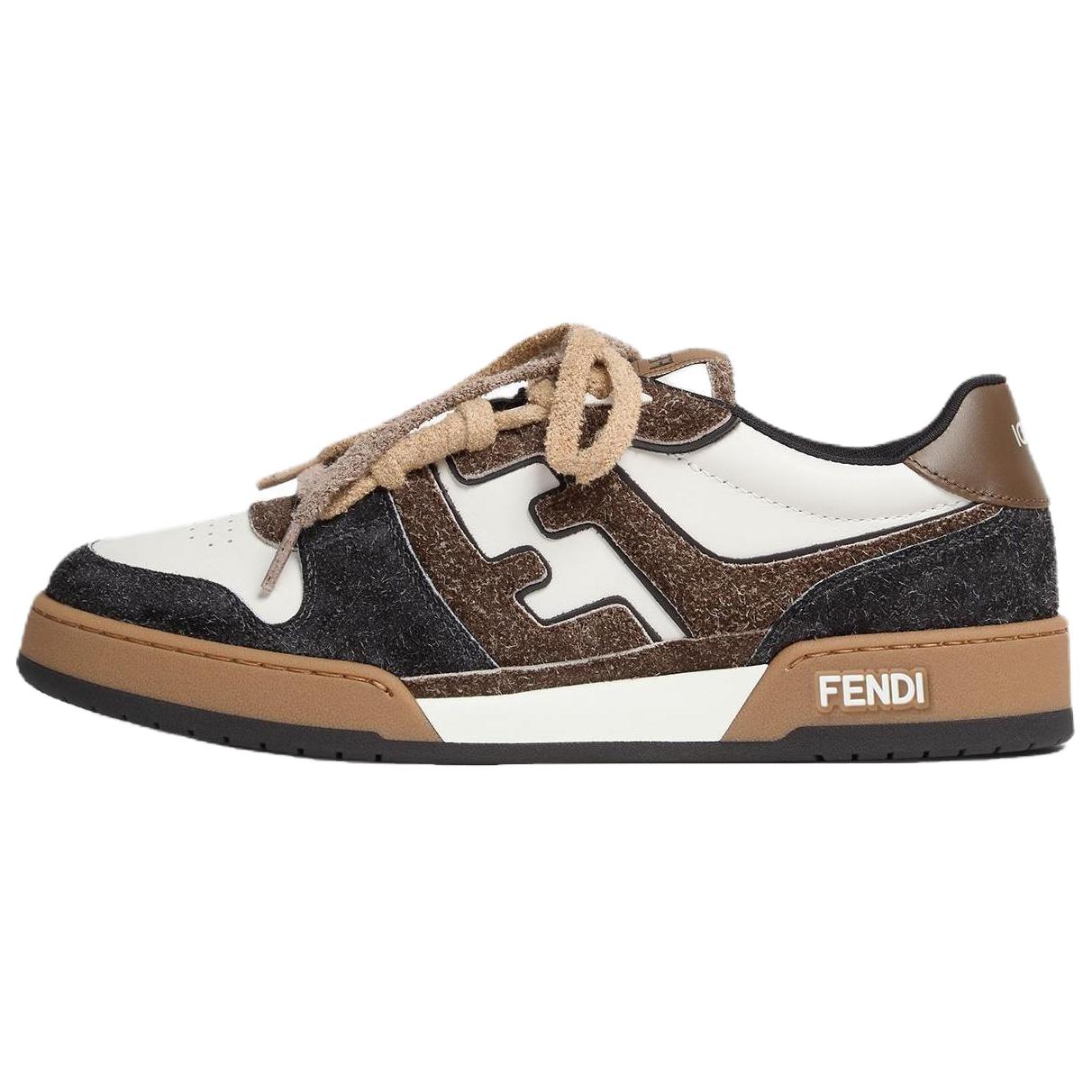 FENDI Match Low-Top Sneakers Calfskin Colorblock Design with Elastic Bands. 7E1926AY1PF1WCO