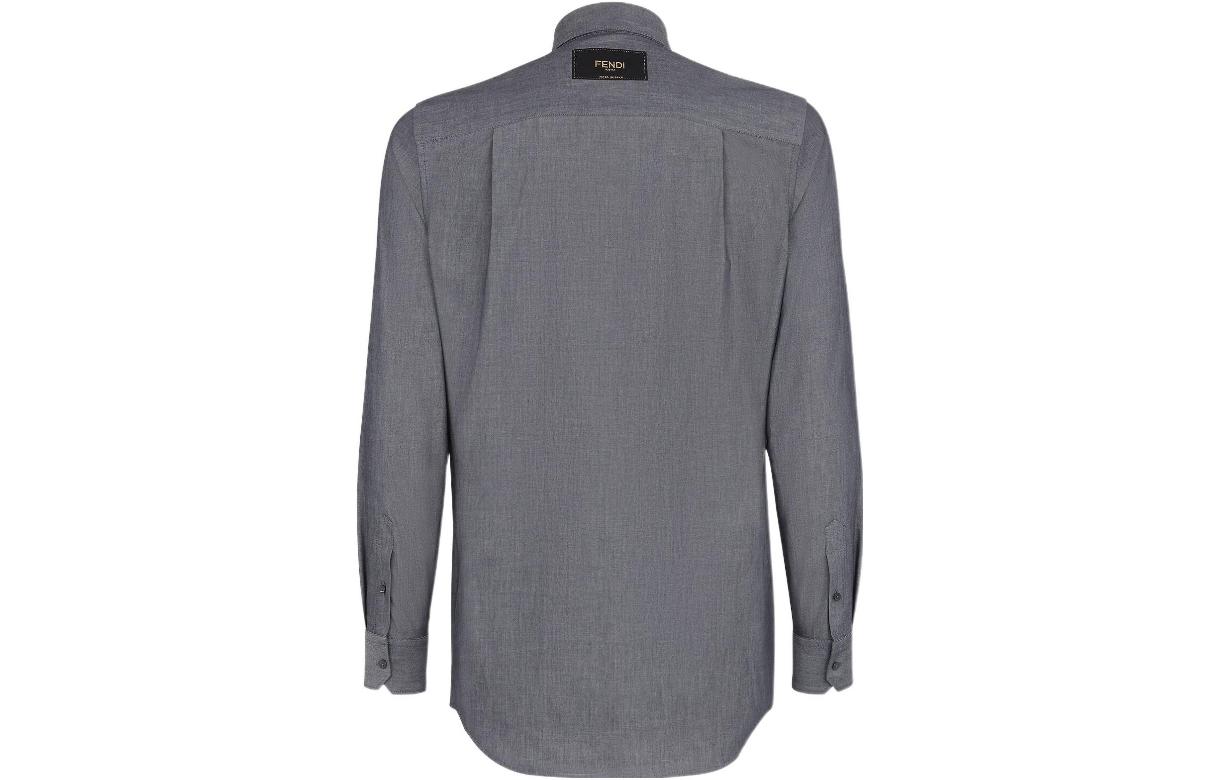 Lookbook 芬迪 男士纯色长袖灰色衬衫 SS22 FS1034A9RJF0QG0