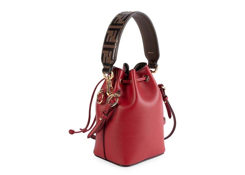 Order Fendi Mon Tressor Bolso Cubo Mini de Cuero Rojo