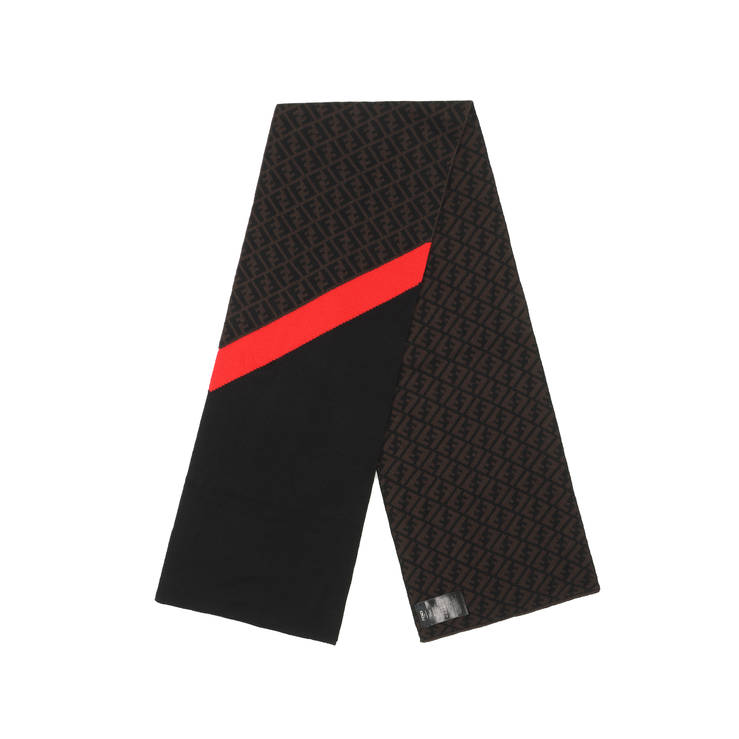 FENDI Monogram Knit Scarf Unisex Brown/Grey/Red FXS124AEVBF1DPC 圖 3