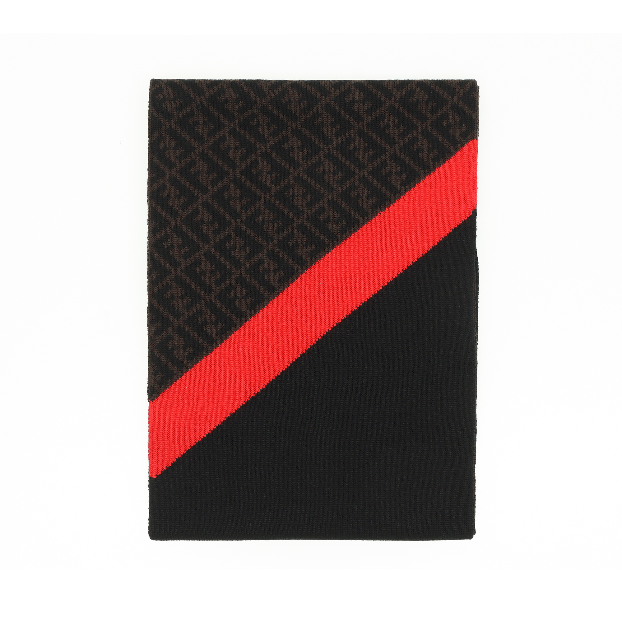 FENDI Monogram Knit Scarf Unisex Brown/Grey/Red FXS124AEVBF1DPC 圖 4