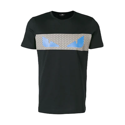 FENDI Monster Eyes Graphic Black T-Shirt Short Sleeve. FAF511A2UZF0GME