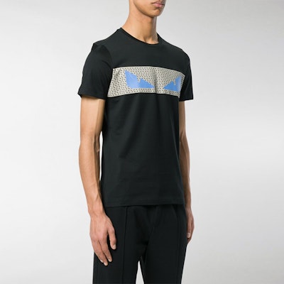 FENDI 怪獸眼睛圖案黑色短袖T恤 FAF511A2UZF0GME Shop FENDI 怪獸眼睛圖案黑色短袖T恤 FAF511A2UZF0GME