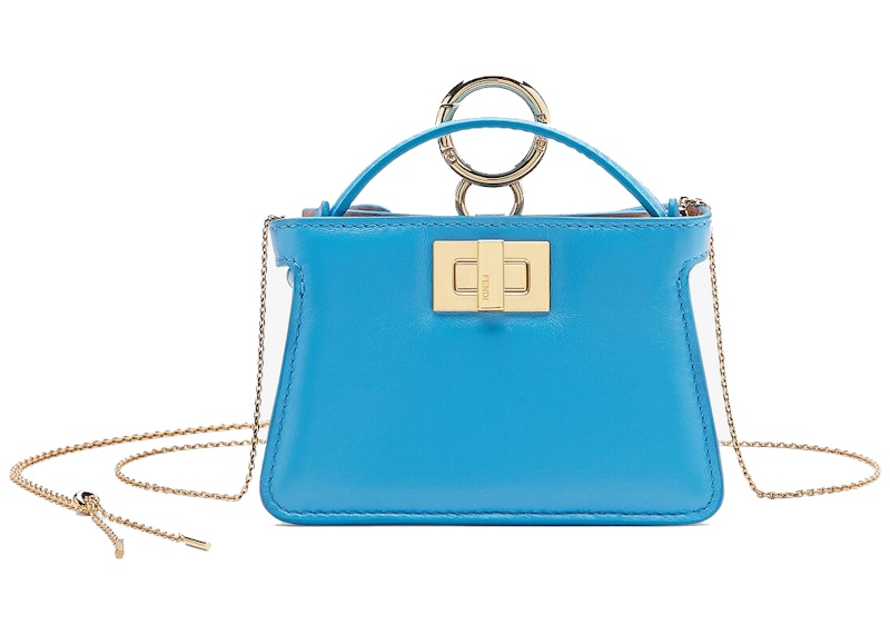 Fendi Nano Peekaboo Charm Crossbody Bag Blue