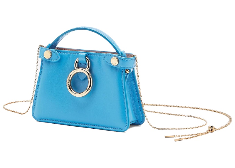 Order Fendi Nano Peekaboo Beg Silang Badan Biru Charm