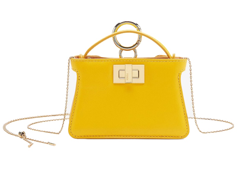 Fendi Nano Peekaboo Charm Crossbody Bag Yellow