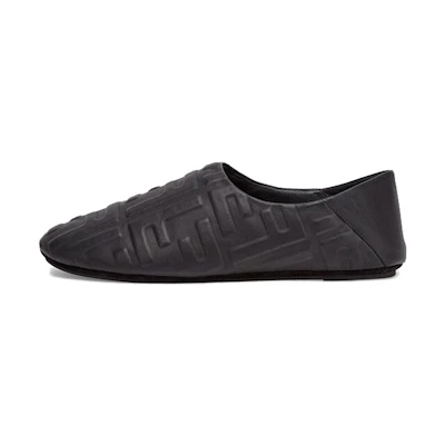 Fendi Nappa Leather Slippers 'Black'