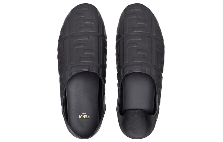 Fendi Nappa Leather Slippers 'Black' 圖 4