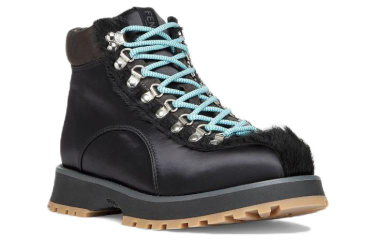 Fendi Nylon Lace-Up Round Toe Fashion Ankle Boots 'Black' 圖 3