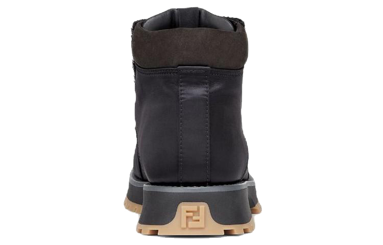 Fendi Nylon Lace-Up Round Toe Fashion Ankle Boots 'Black' 圖 5