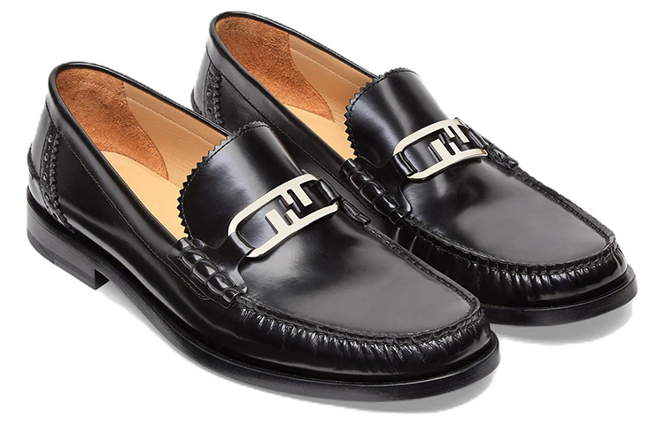 Lookbook Fendi O'Lock 'Kasut Loafer Kulit Corak Hitam' 7D1557AK1TF0ABB